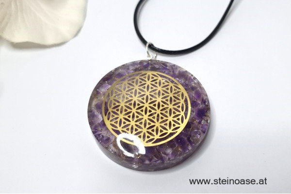 Orgon Anhänger: Amethyst & Blume des Lebens